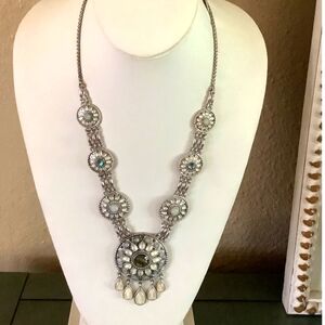Lucky Brand Elegant Silver Necklace with Crystal Accents